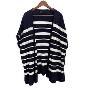 Talbots Striped Open Cardigan Sweater Sleeveless Blue White Size M/L NWOT